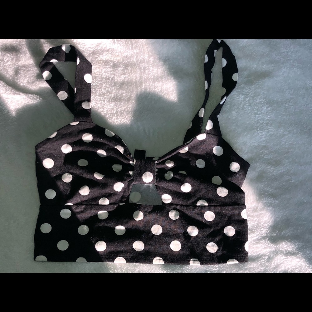 Polka Dot Keyhole Crop Tank